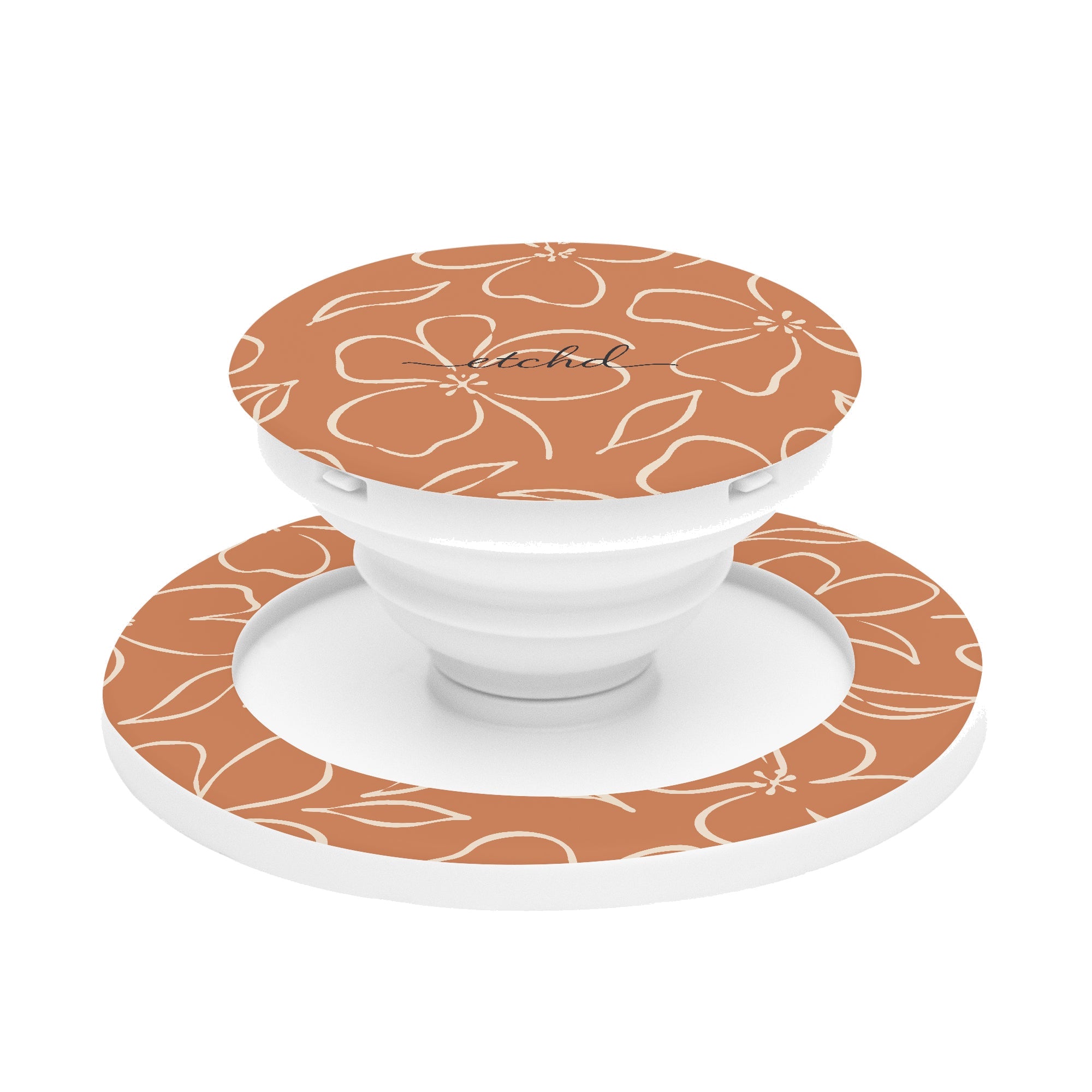 Terracotta & Cream Floral Phone Grip And Stand by etchd