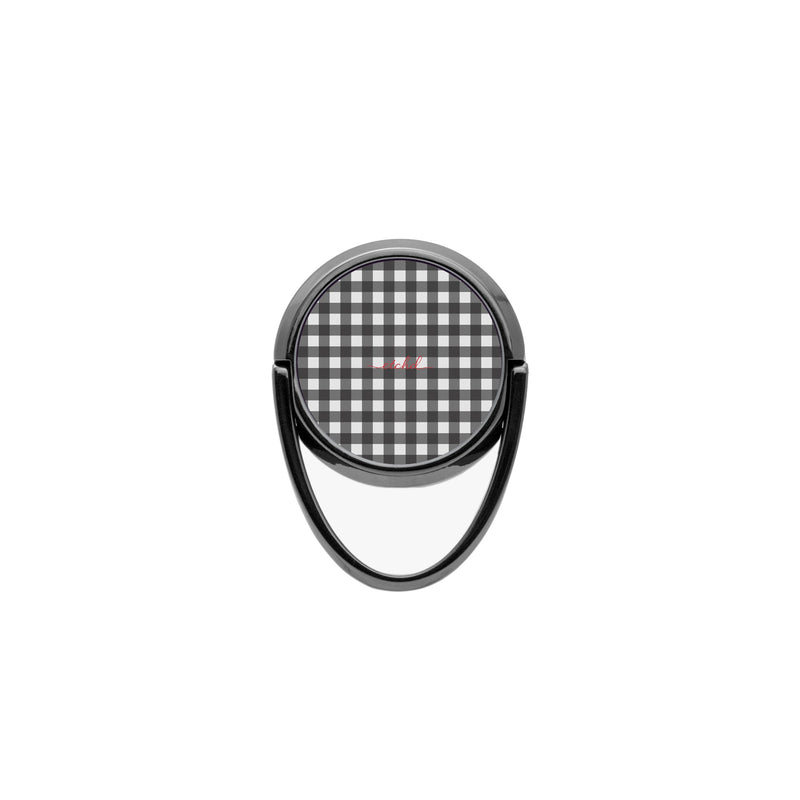 Black & White Gingham Phone Ring Holder-zoom-