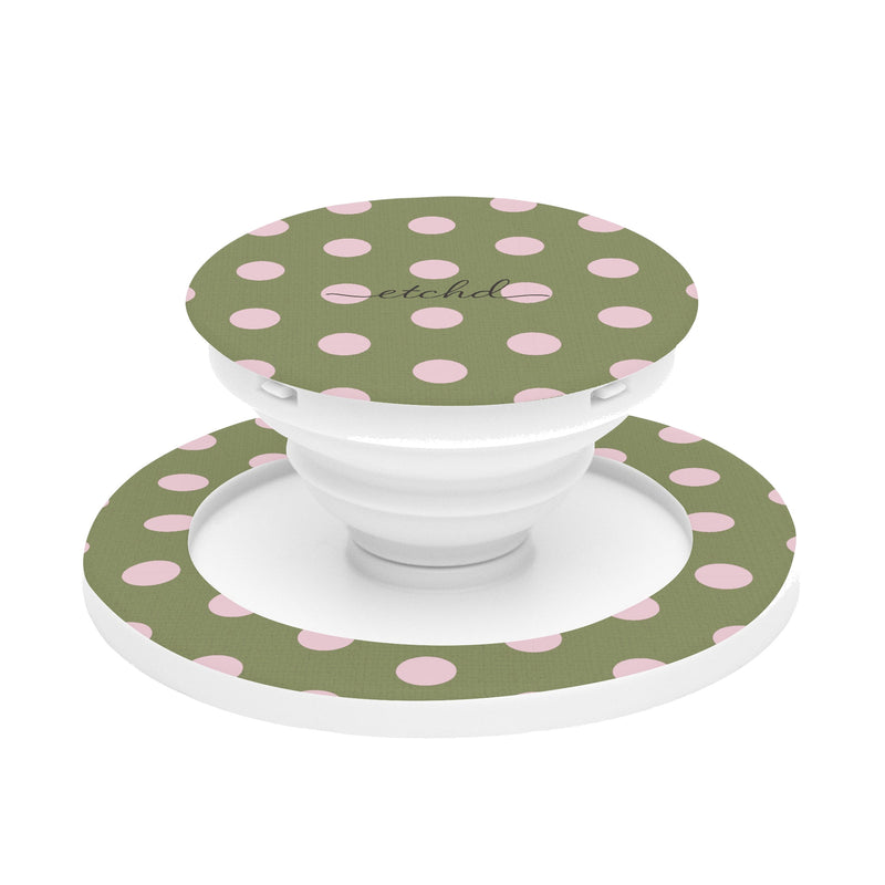 Pink And Green Polka Dot Handy-Halterung mit Ständer-zoom-