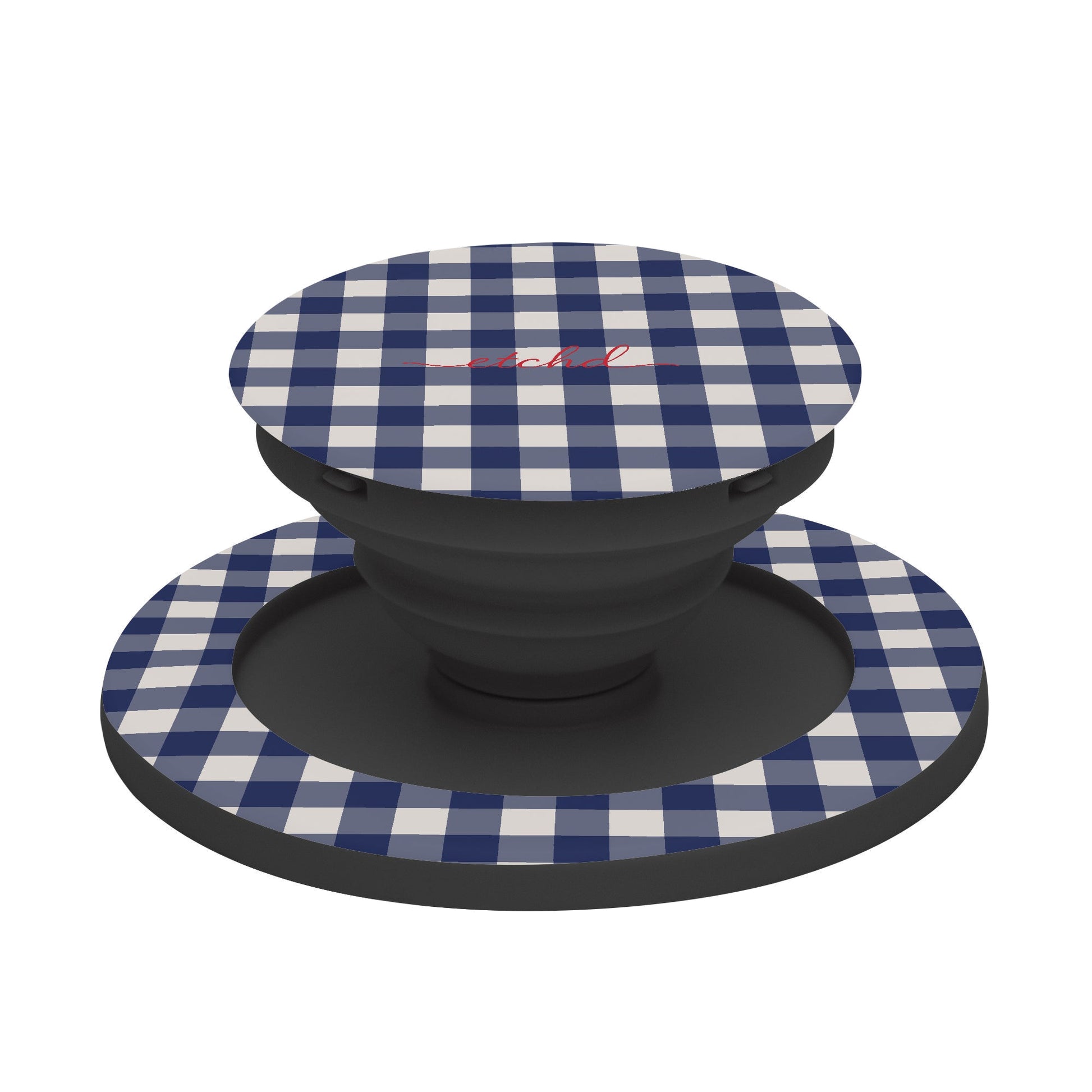 Navy & Cream Gingham Phone Grip And Stand by etchd, view 6