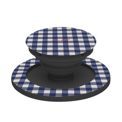Navy & Cream Gingham Phone Grip And Stand by etchd, view 6