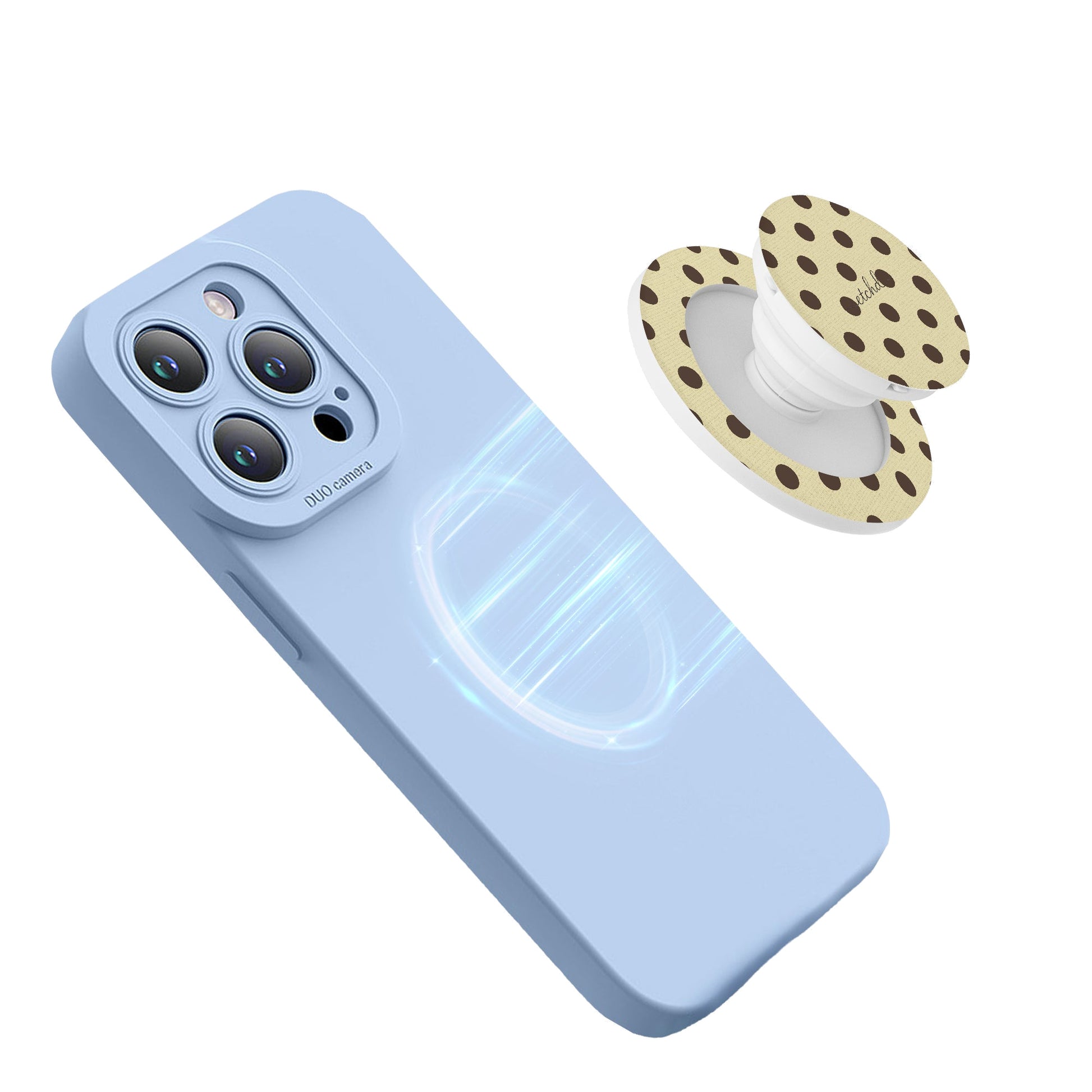 Butter Yellow And Brown Polka Dot Phone Grip And Stand by etchd, view 8