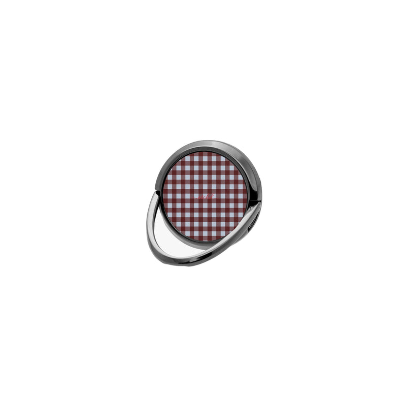 Blue & Cherry Gingham Anello supporto per telefono-zoom-