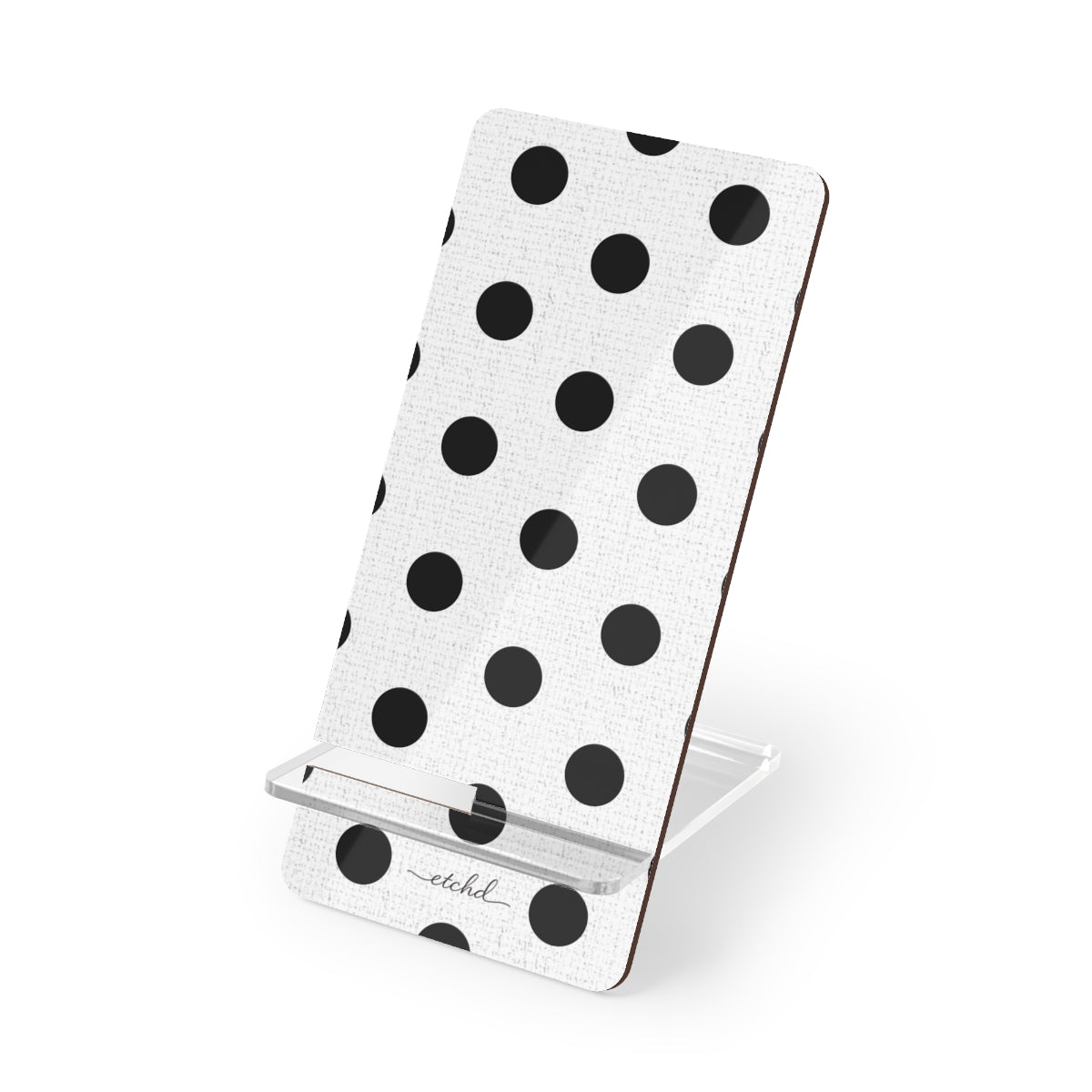 Black & White Polka Dot Phone Stand by etchd