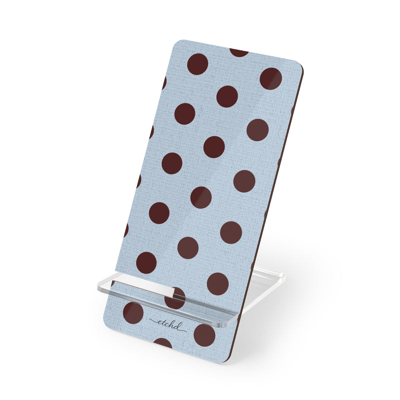 Blue & Cherry Polka Dot Supporto per telefono di etchd