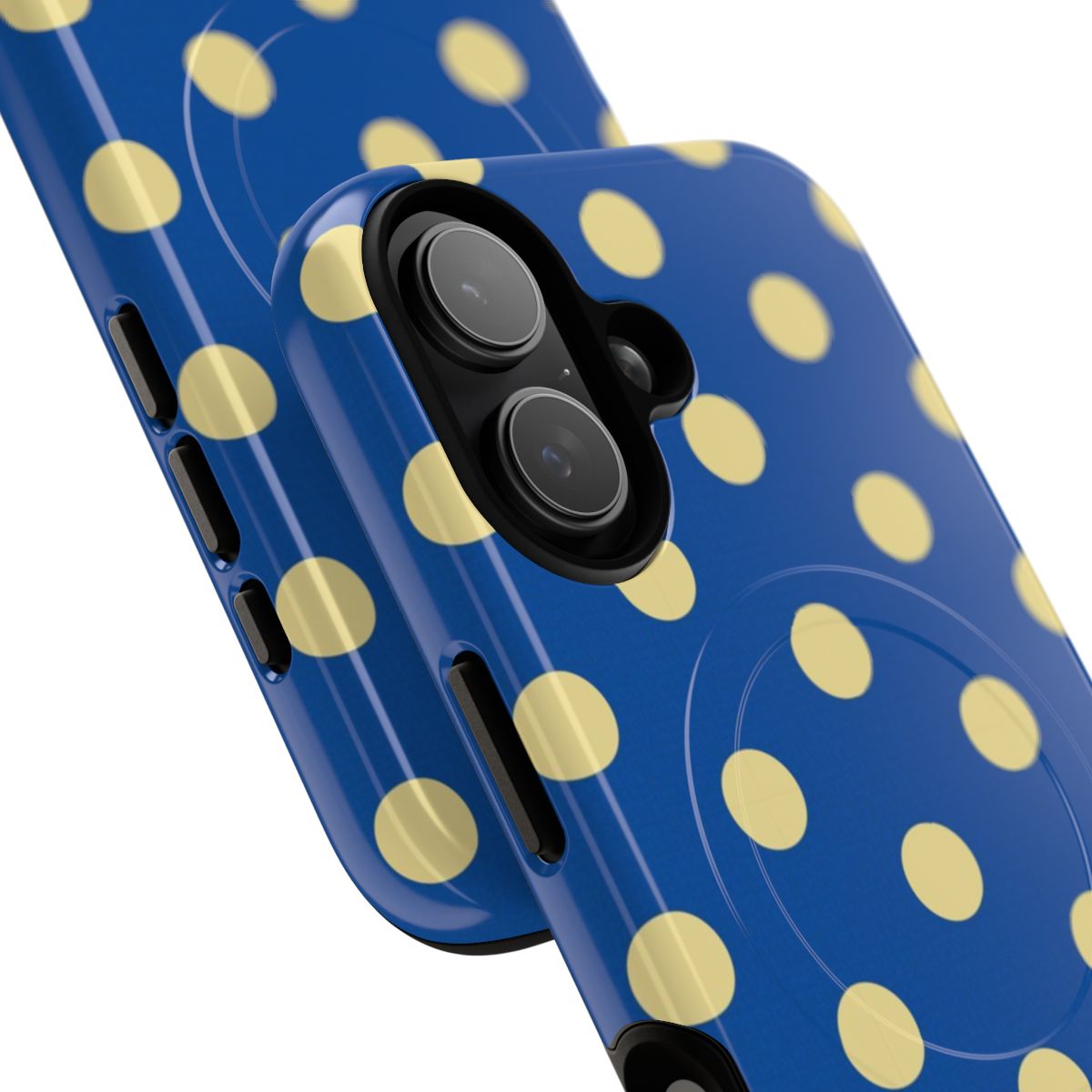 Butter & Cobalt Polka Dot Magnetic Phone Case by etchd, view 87