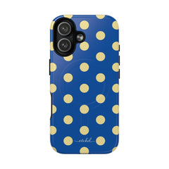 Butter & Cobalt Polka Dot Magnetic Phone Case by etchd, view 25