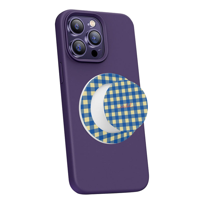 Butter & Cobalt Gingham Handyhalterung und Ständer-zoom-