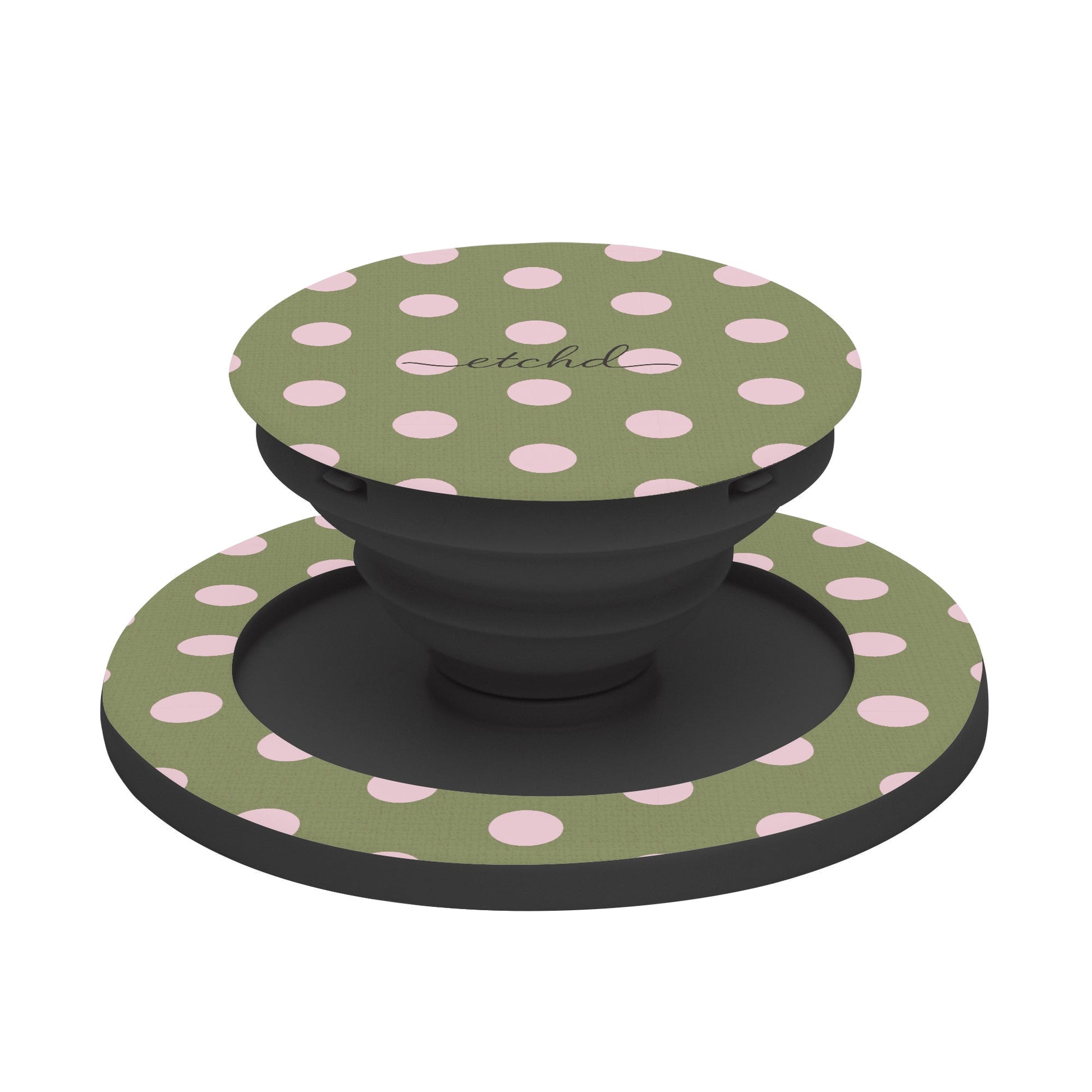 Pink And Green Polka Dot Phone Grip And Stand by etchd, view 6