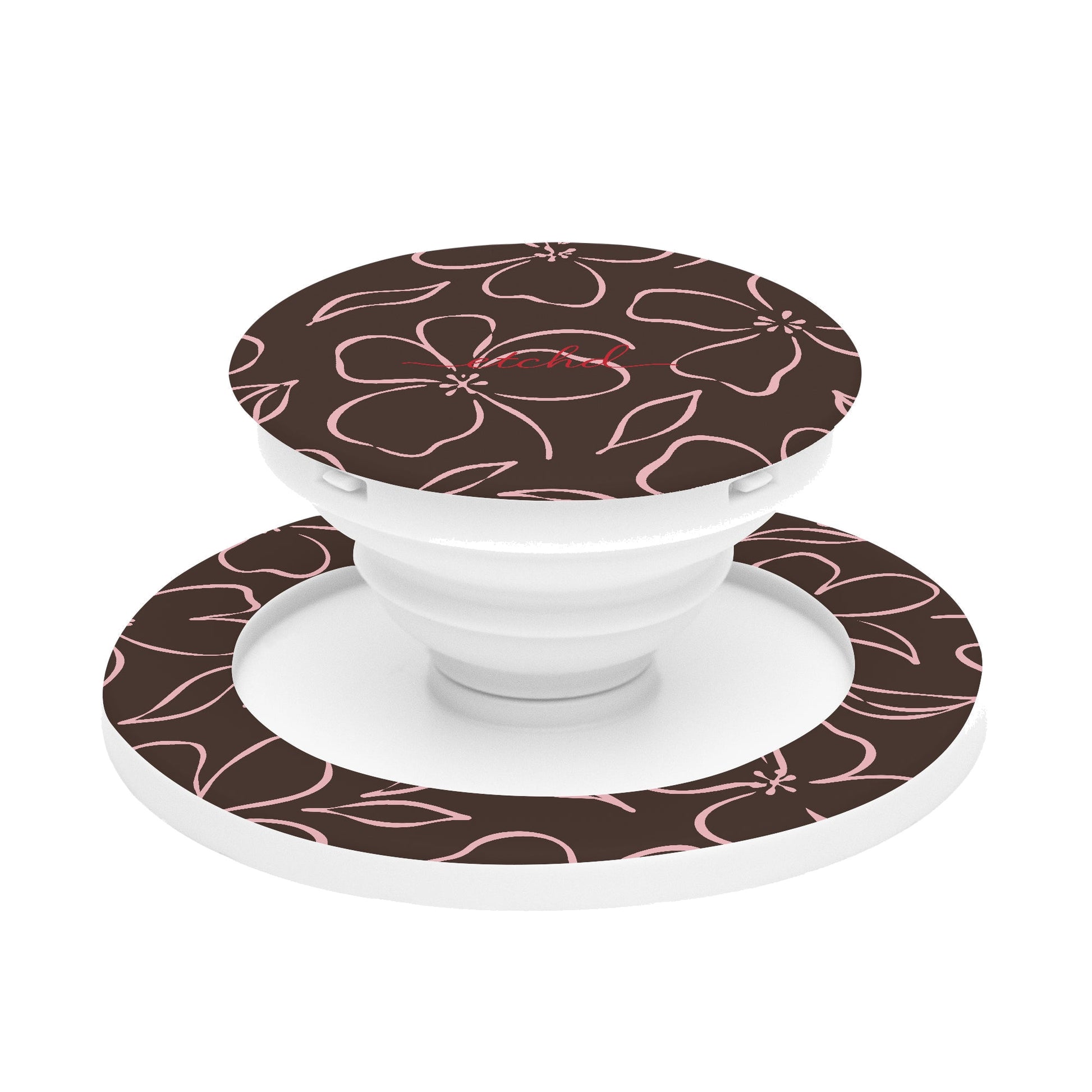 Espresso & Blush Floral Anello e supporto per telefono di etchd