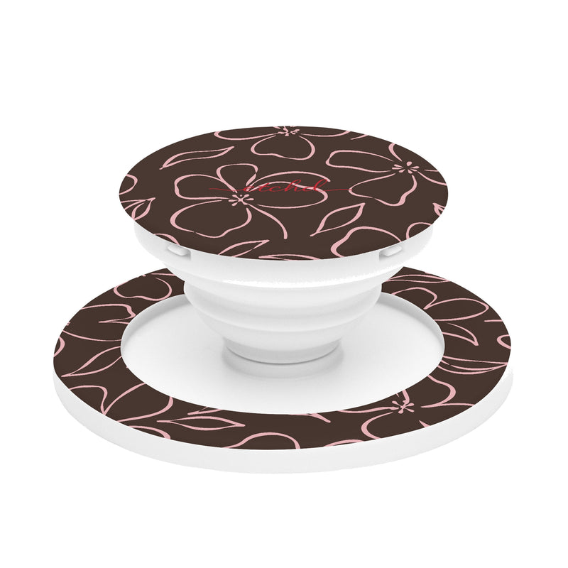 Espresso & Blush Floral Anello e supporto per telefono-zoom-