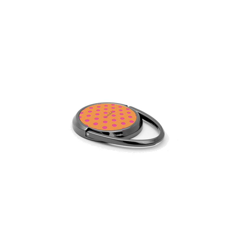 Pink And Orange Polka Dot Ring-Halterung fürs Handy-zoom-
