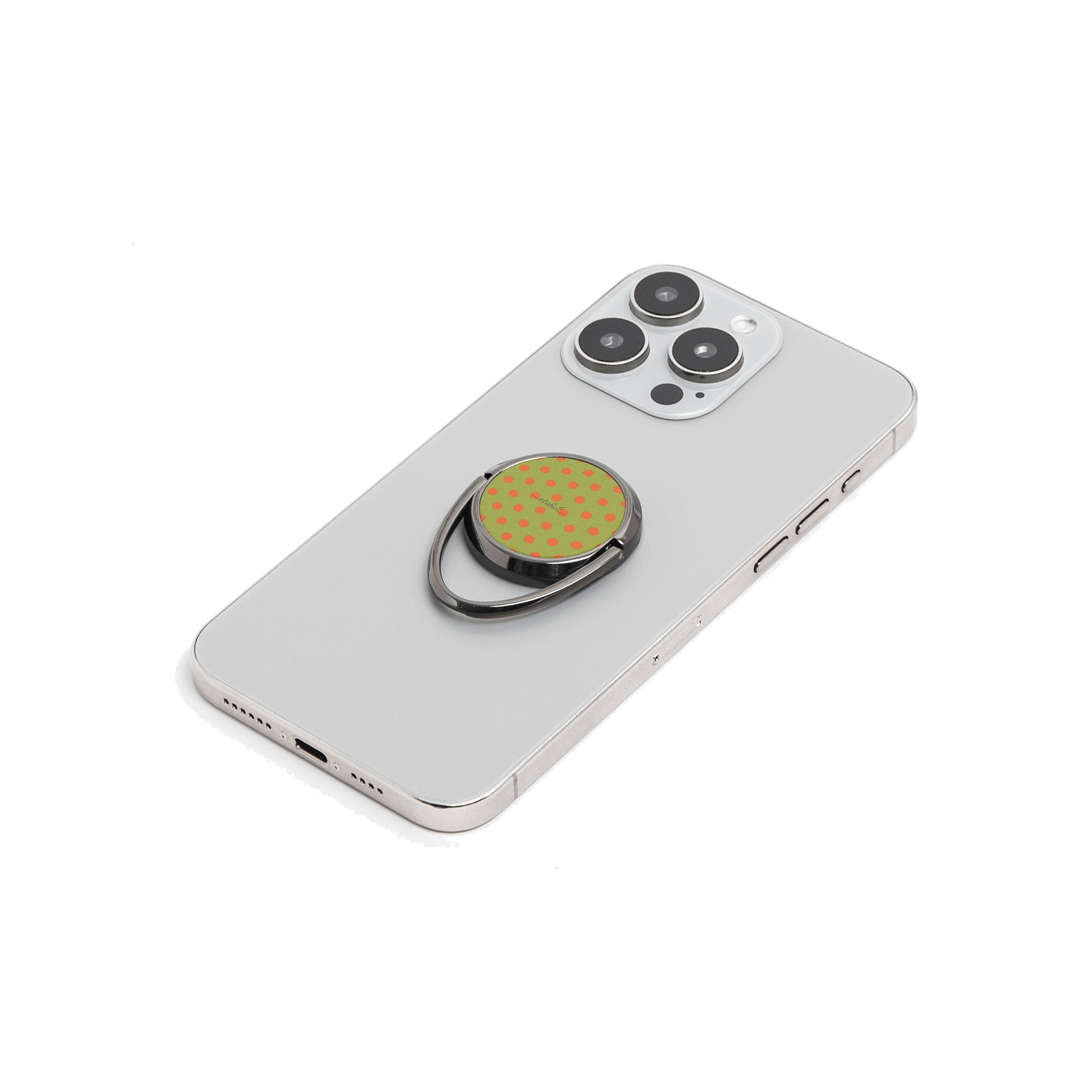 Persimmon And Wasabi Polka Dot Phone Ring Holder by etchd, view 6