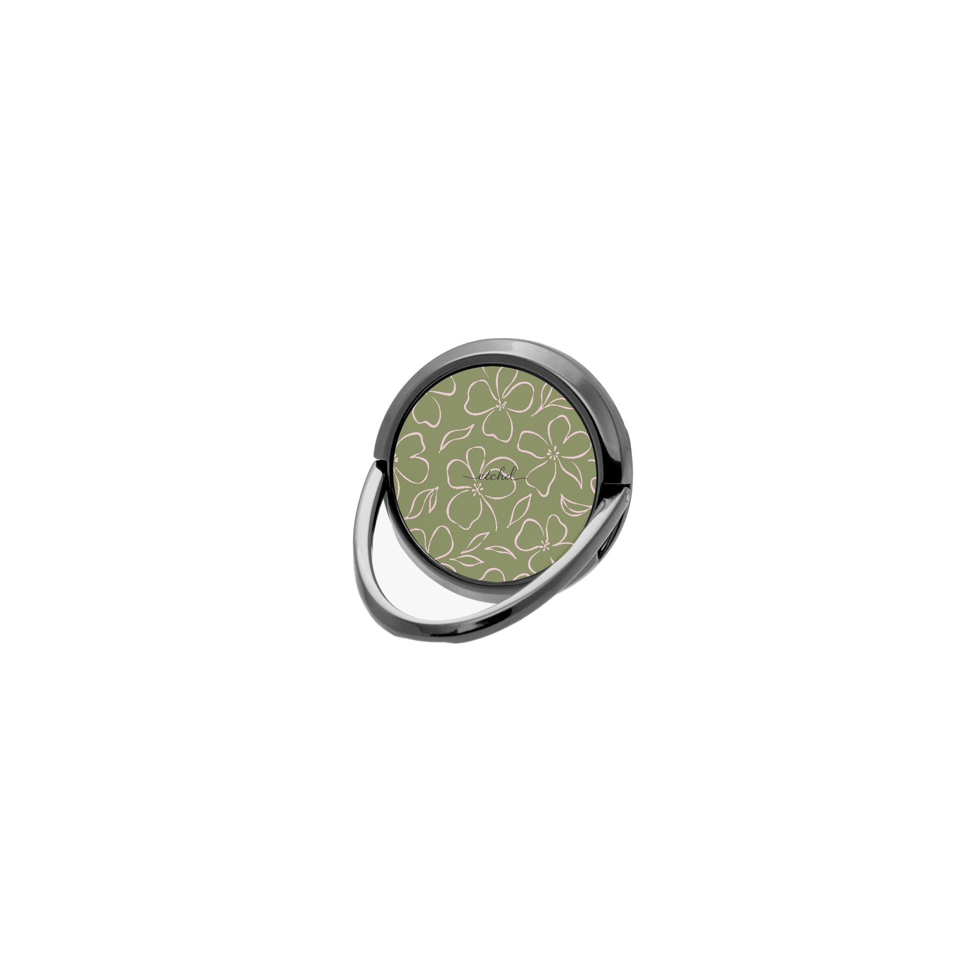 Green & Pink Floral Anillo soporte para móvil de etchd