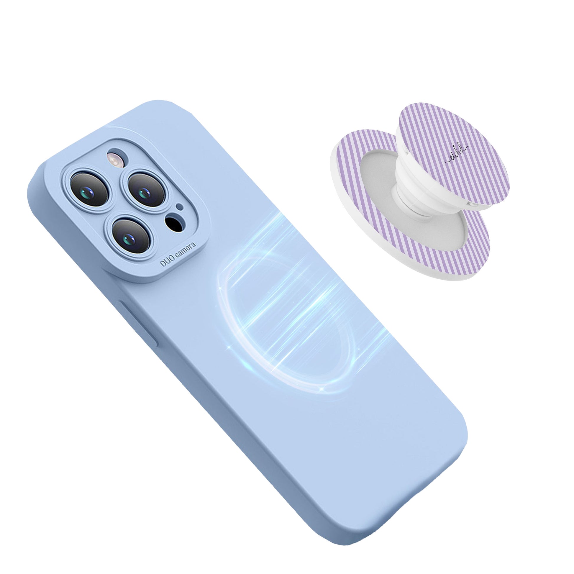 Lilac & Cream Striped Diagonal Phone Grip And Stand by etchd, view 8