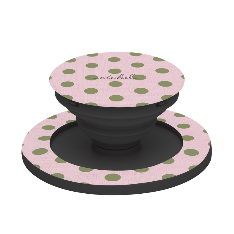 Green And Pink Polka Dot Phone Grip And Stand-zoom-