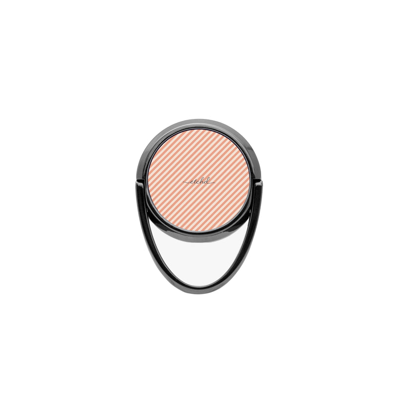 Coral & Cream Striped Diagonal Phone Ring Holder-zoom-