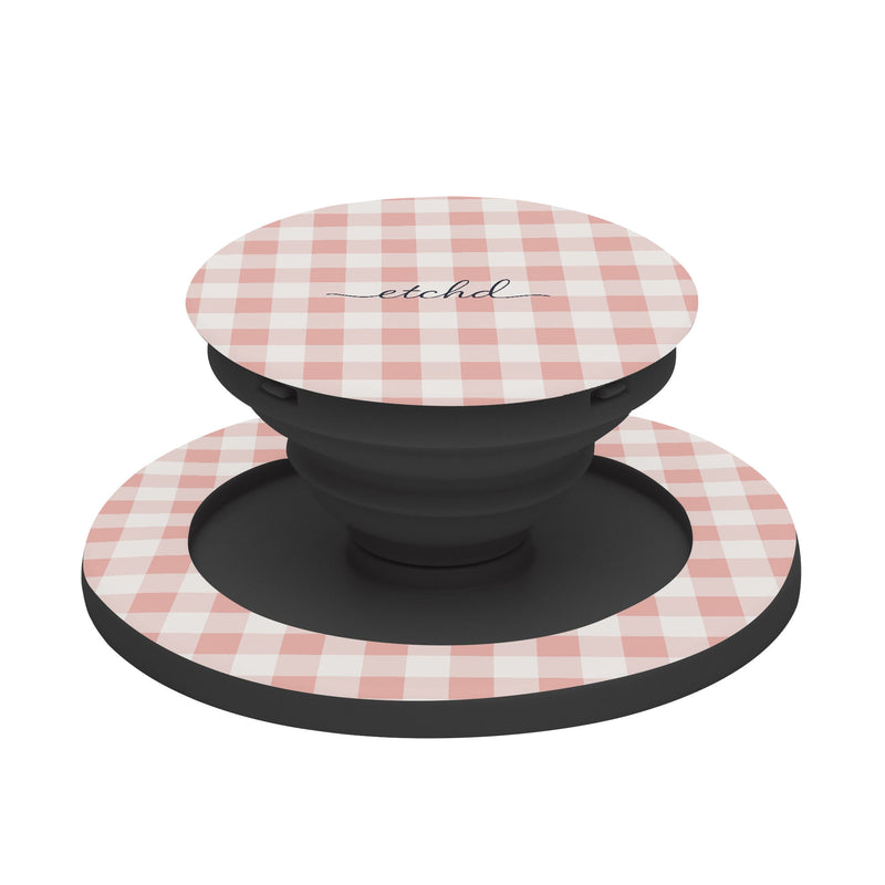 Blush Gingham Phone Grip And Stand-zoom-