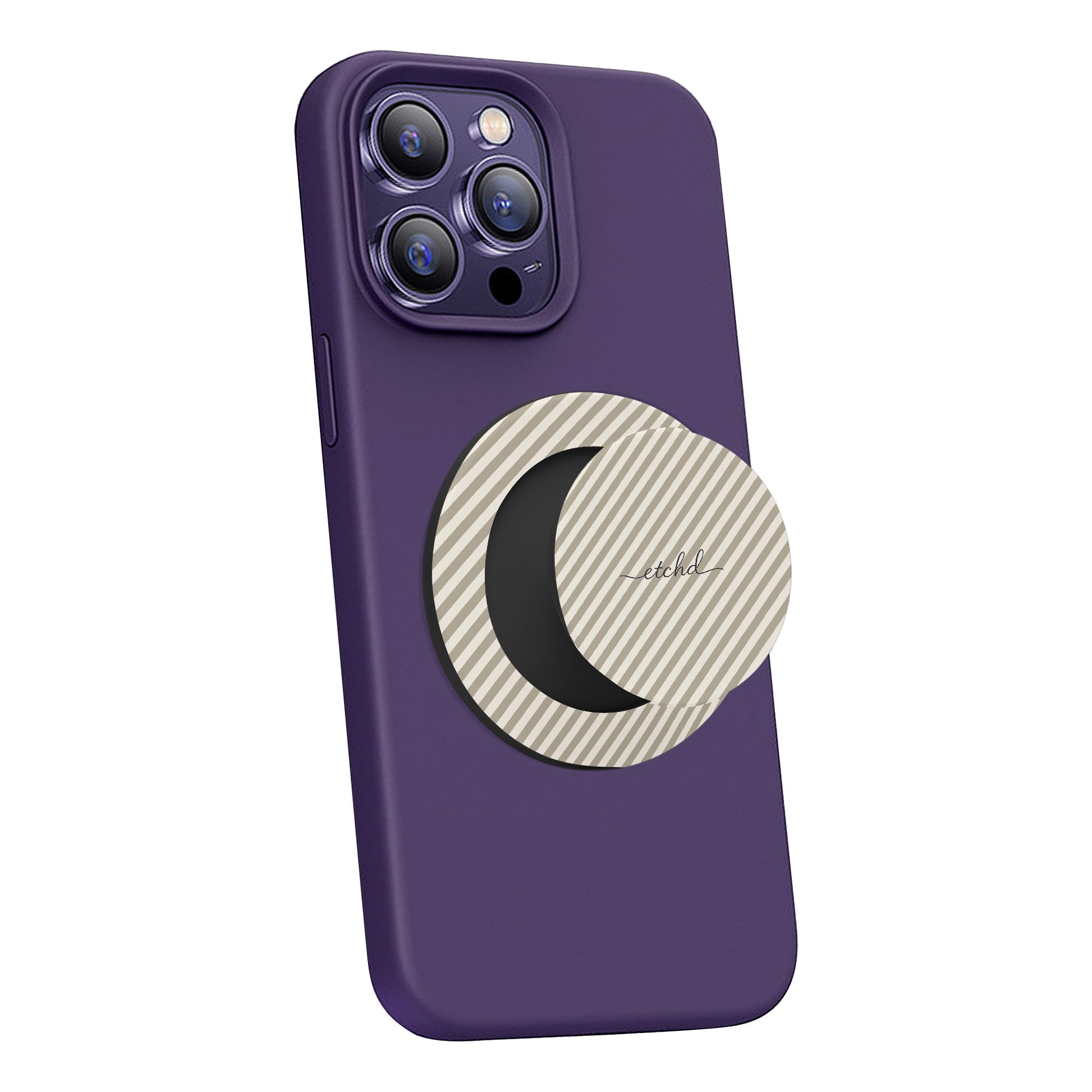 Neutral Striped Diagonal Phone Grip And Stand by etchd, view 4