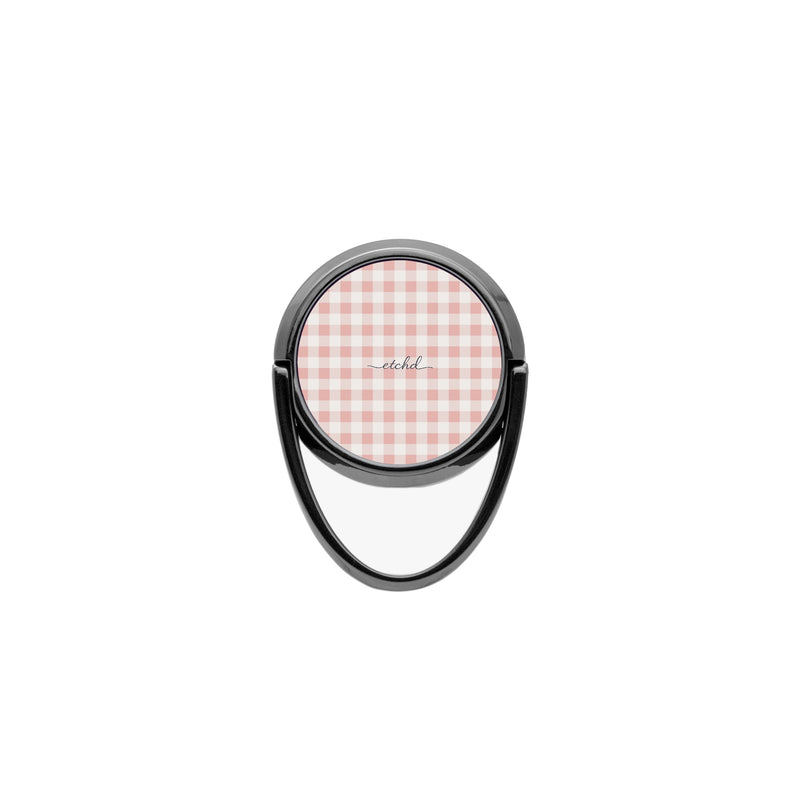 Blush & White Gingham Phone Ring Holder-zoom-