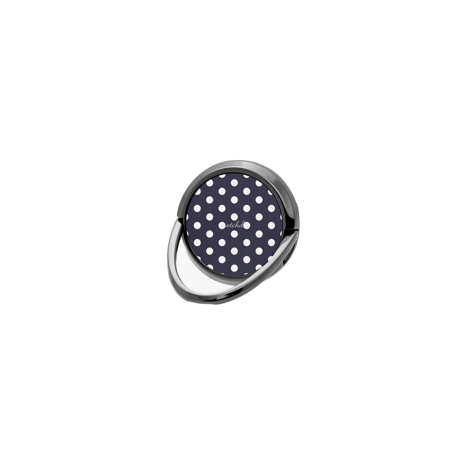White And Navy Polka Dot Phone Ring Holder by etchd