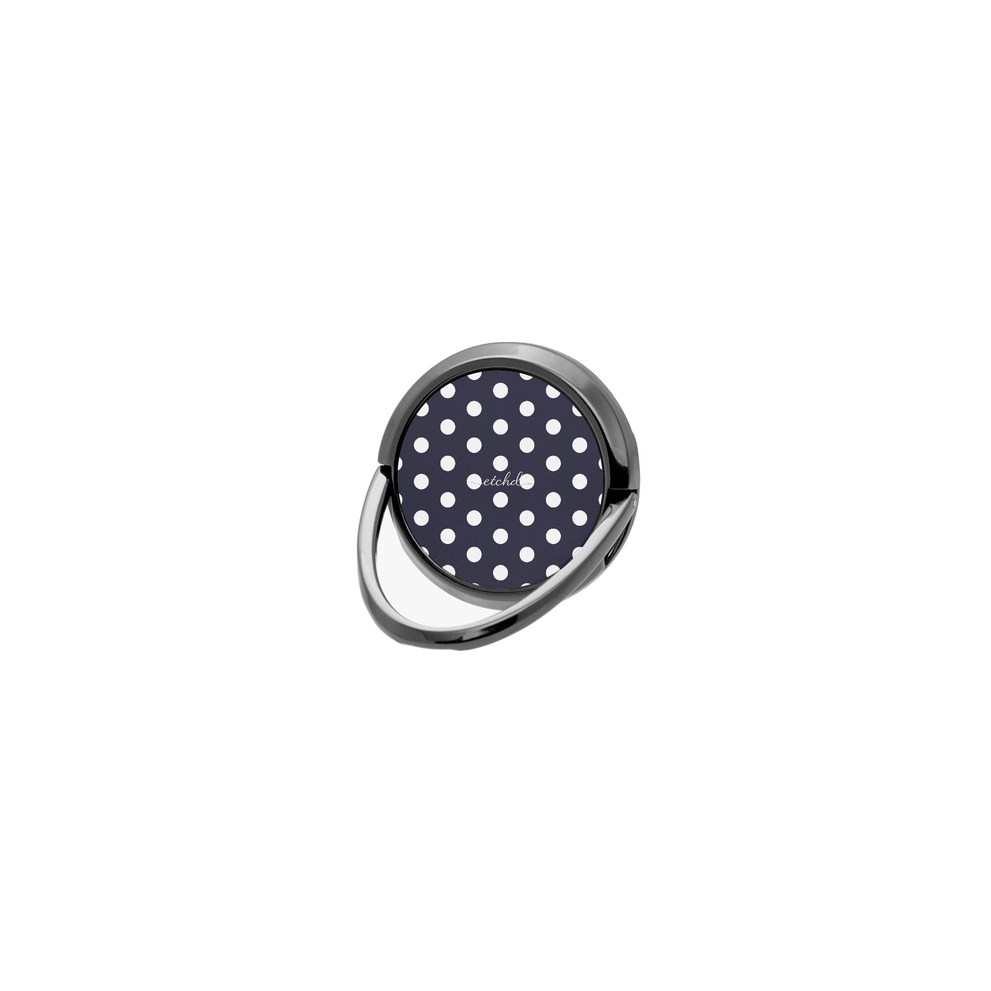 White And Navy Polka Dot Phone Ring Holder by etchd