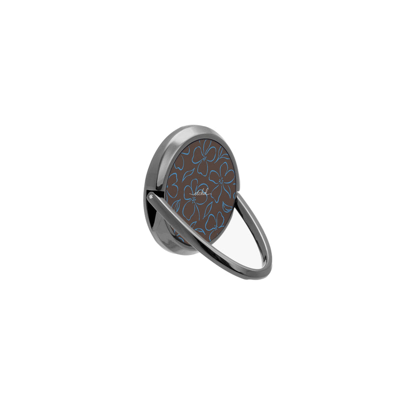 Espresso & Cerulean Floral Ring Handyhalterung-zoom-