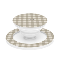 Neutral Gingham Phone Grip And Stand by etchd