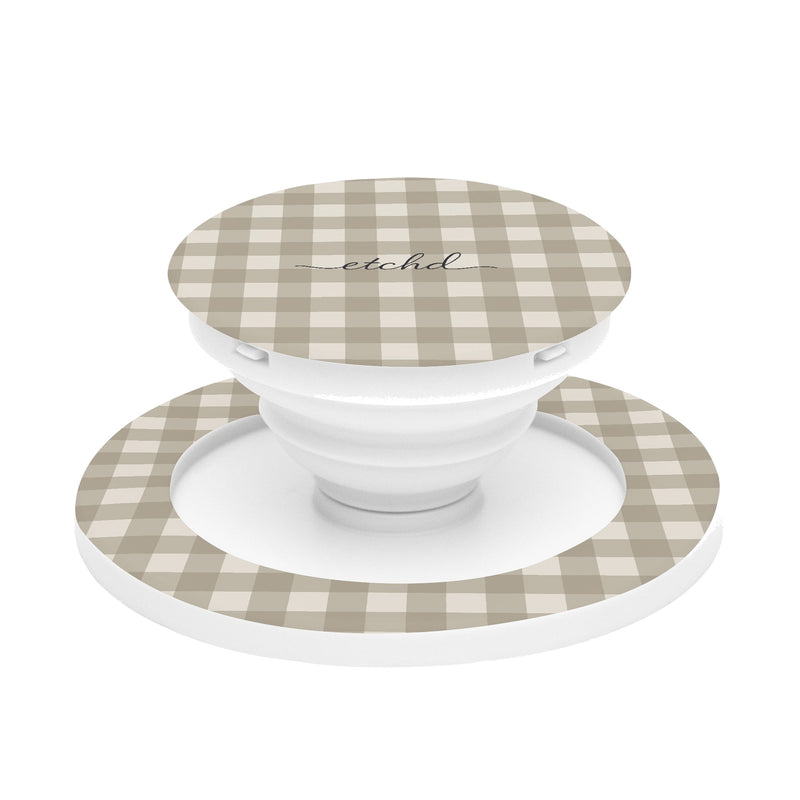 Neutral Gingham Phone Grip And Stand-zoom-