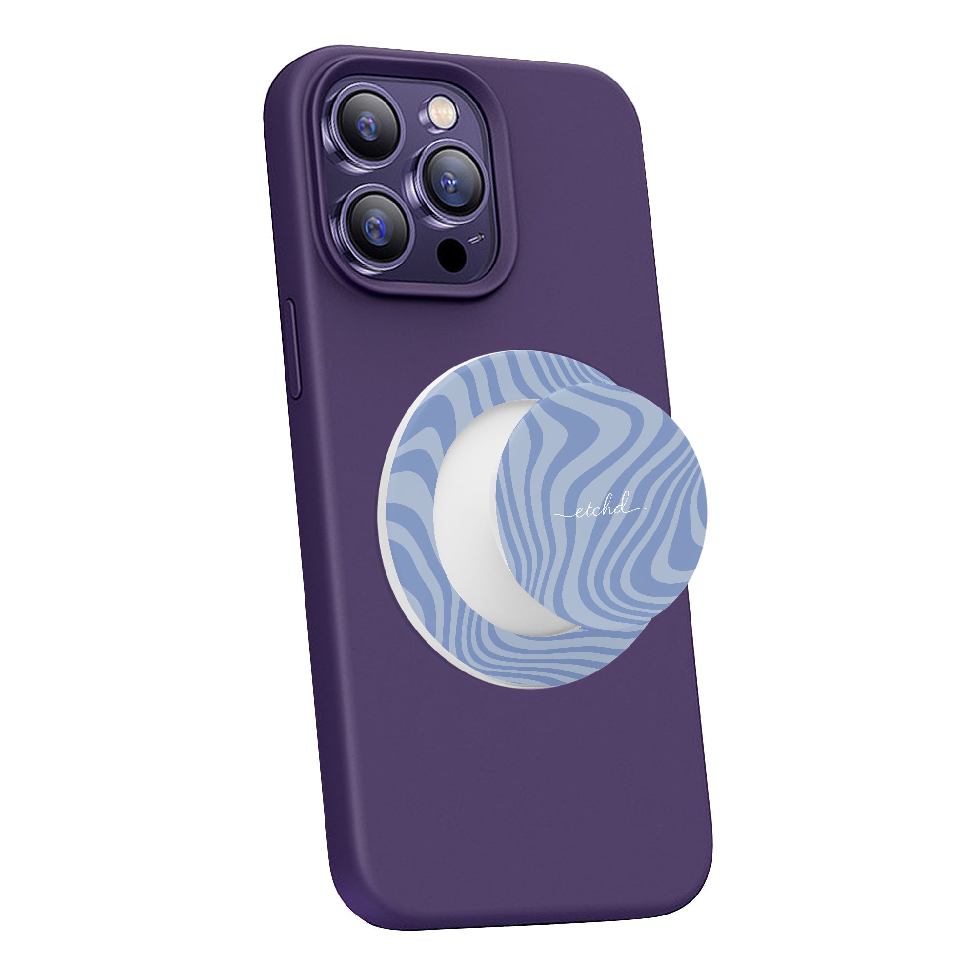 Blue Curved Lines Phone Grip And Stand by etchd, view 7