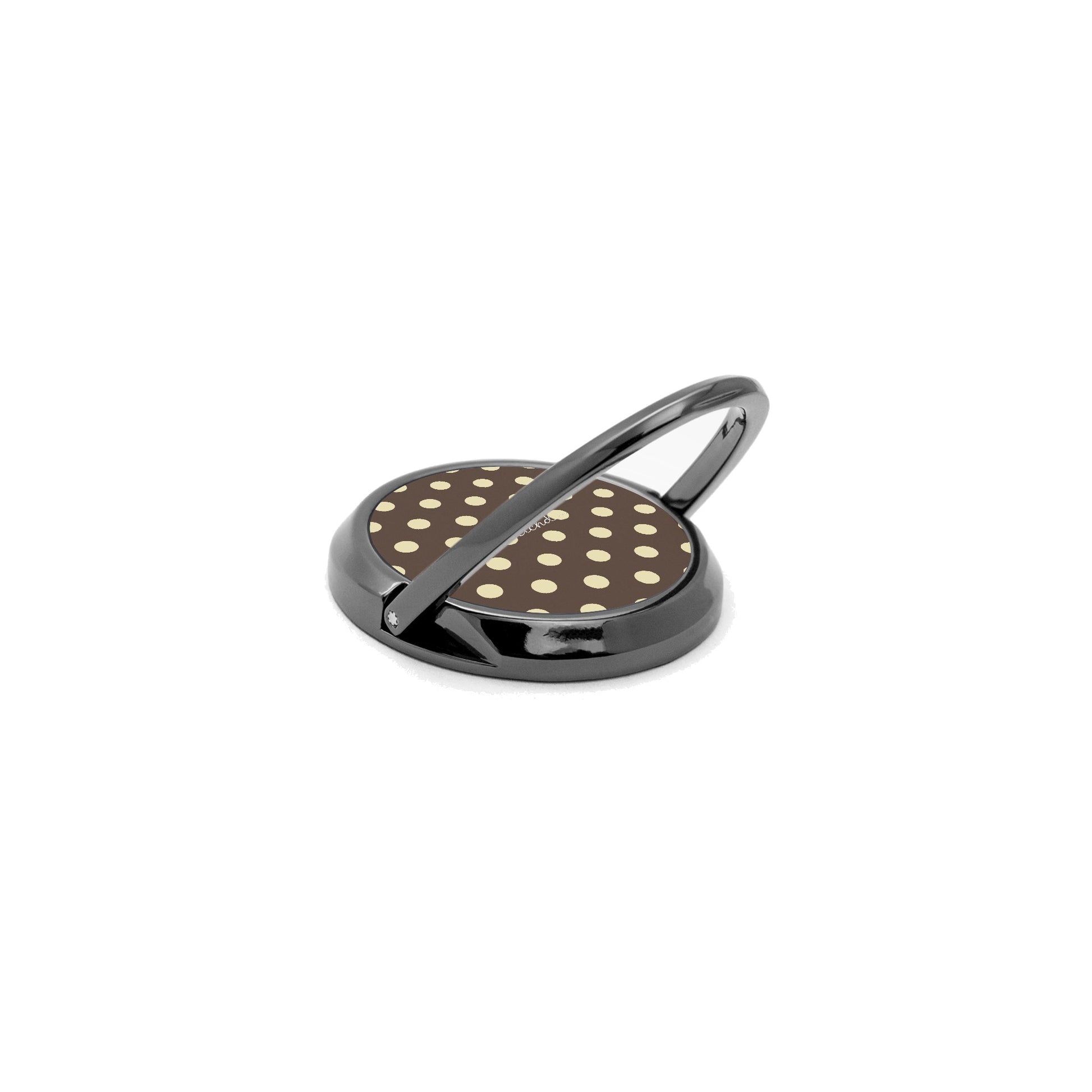 Brown And Butter Yellow Polka Dot Phone Ring Holder by etchd, view 5
