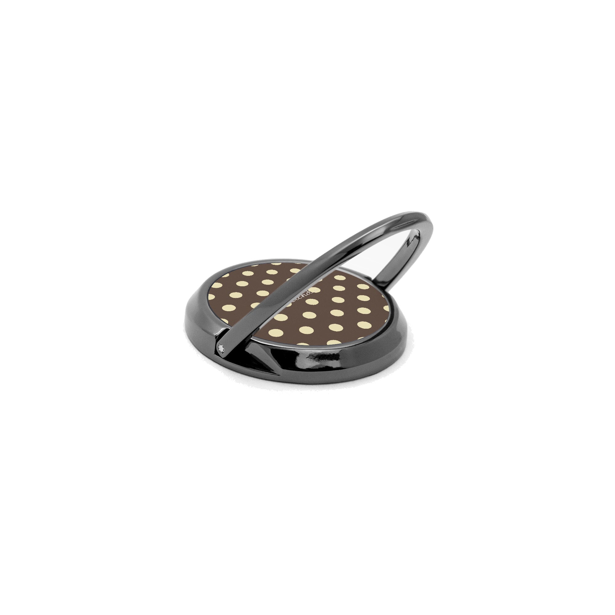 Brown And Butter Yellow Polka Dot Phone Ring Holder by etchd, view 5