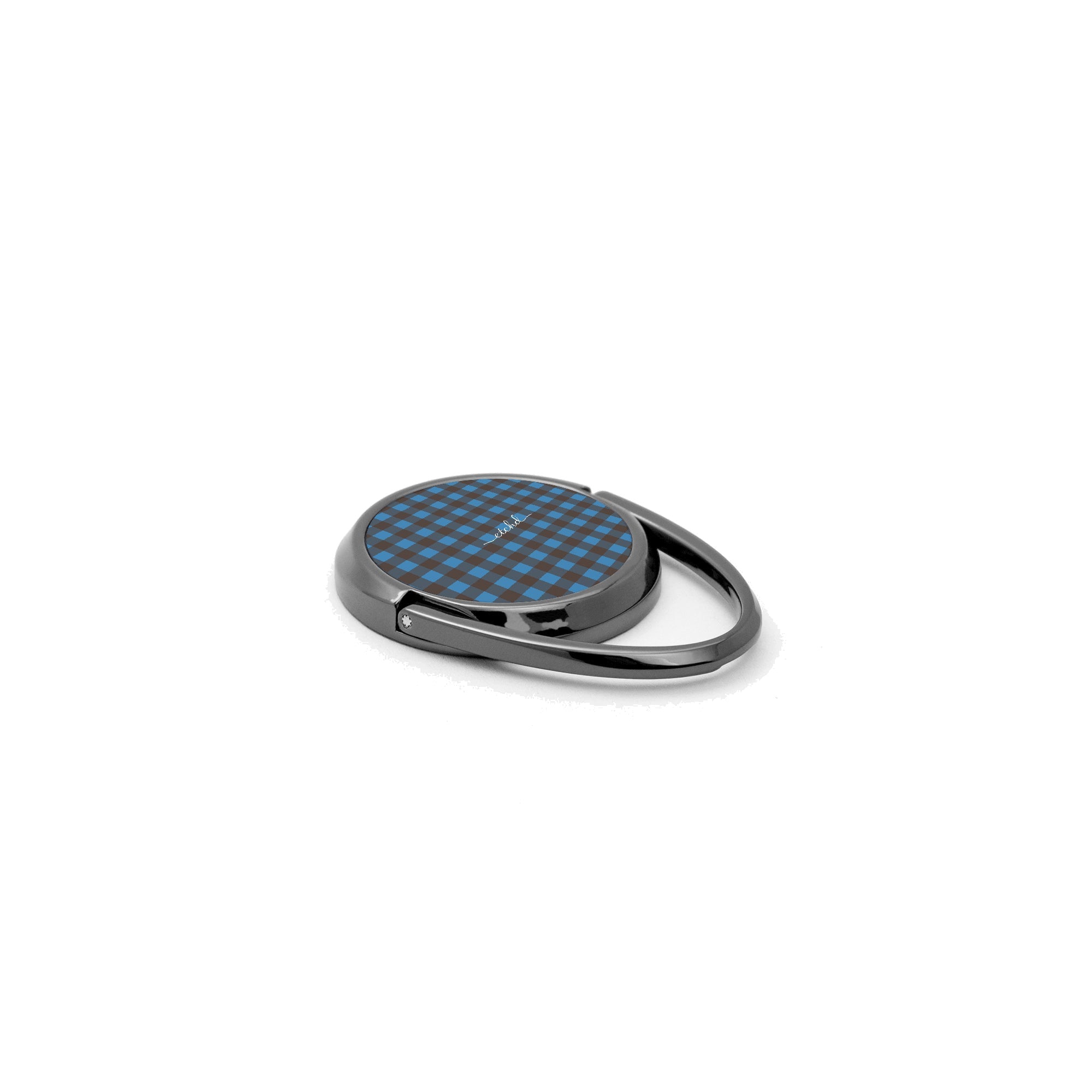 Cerulean & Espresso Gingham Phone Ring Holder by etchd, view 2