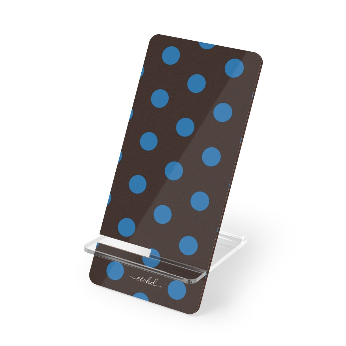 Cerulean & Espresso Polka Dot Phone Stand by etchd
