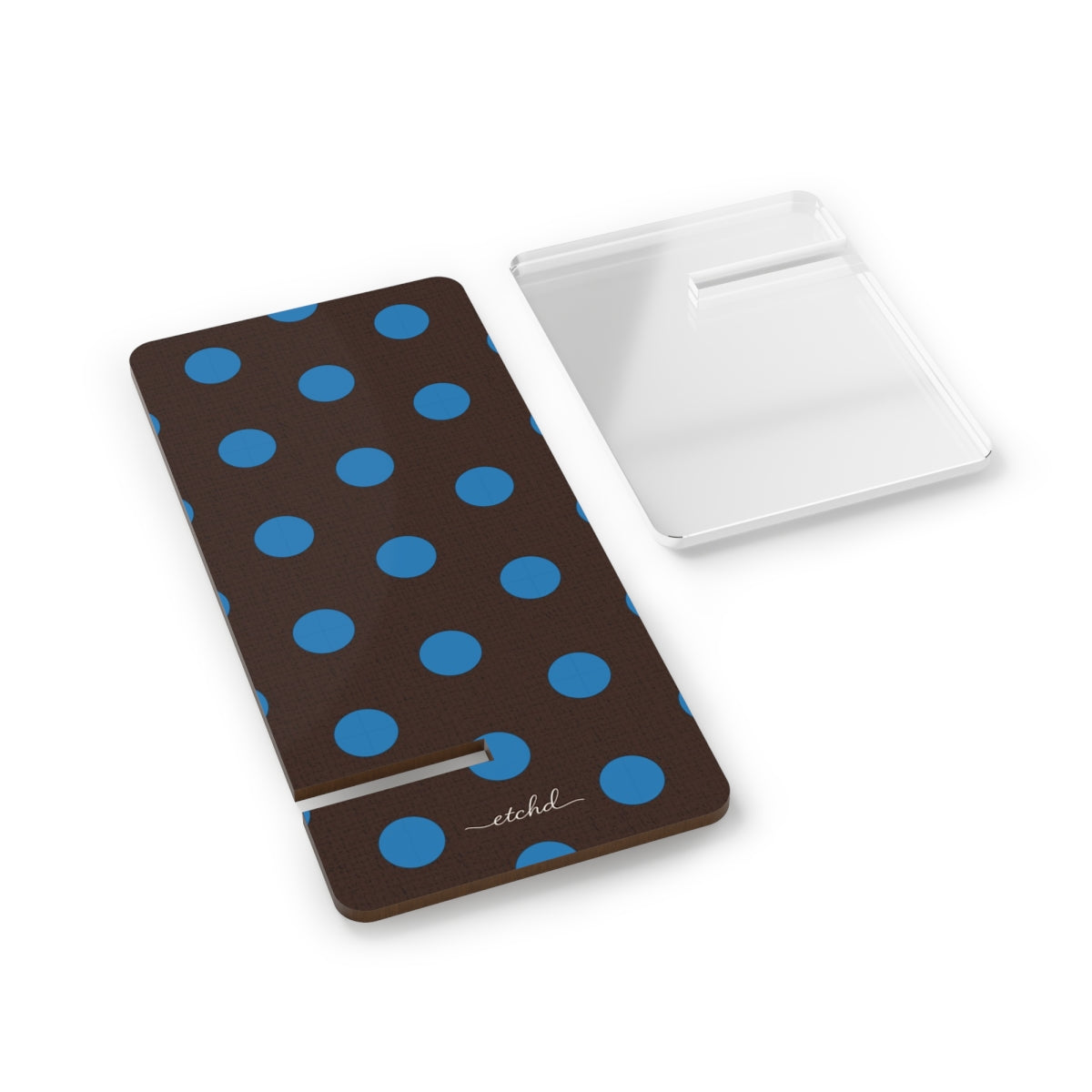 Cerulean & Espresso Polka Dot Soporte para móvil de etchd, vista 2