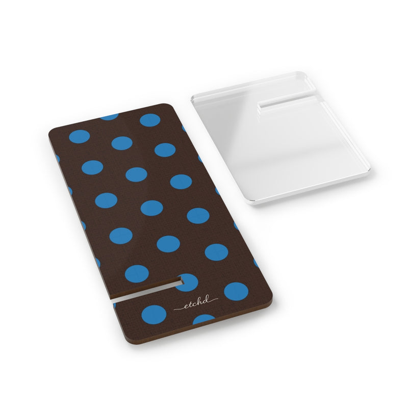Cerulean & Espresso Polka Dot Soporte para móvil de etchd, vista 2