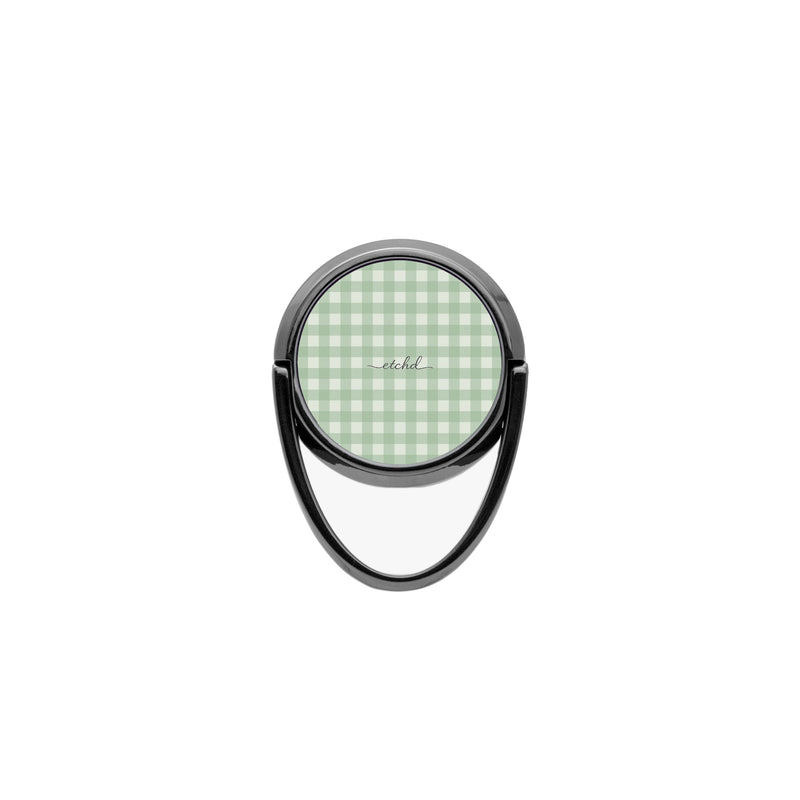Sage & Cream Gingham Anillo soporte para móvil-zoom-