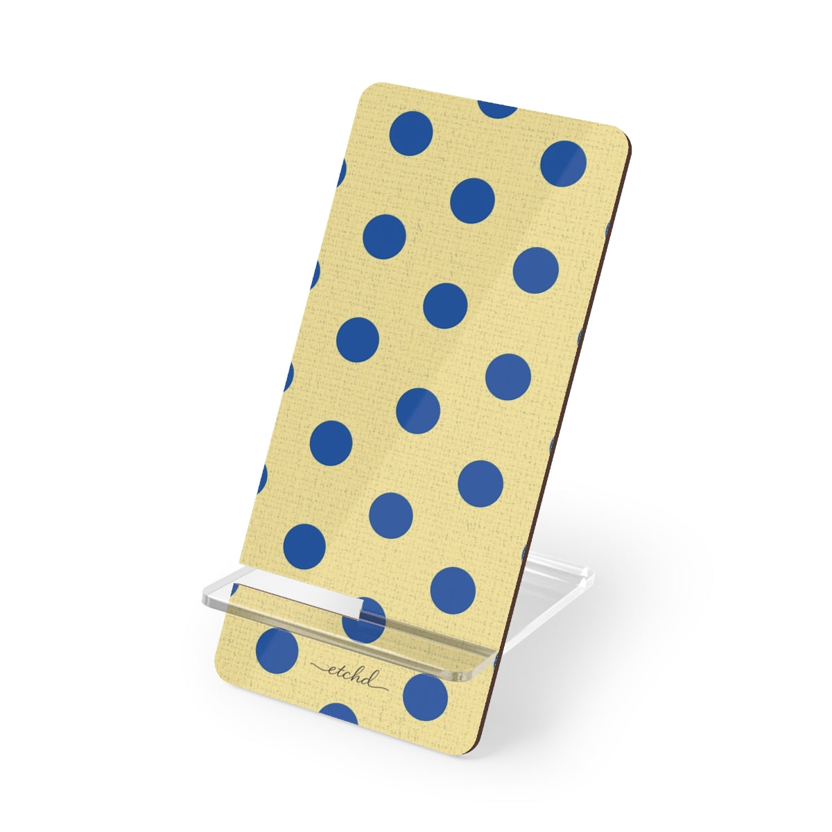 Cobalt & Butter Polka Dot Phone Stand by etchd