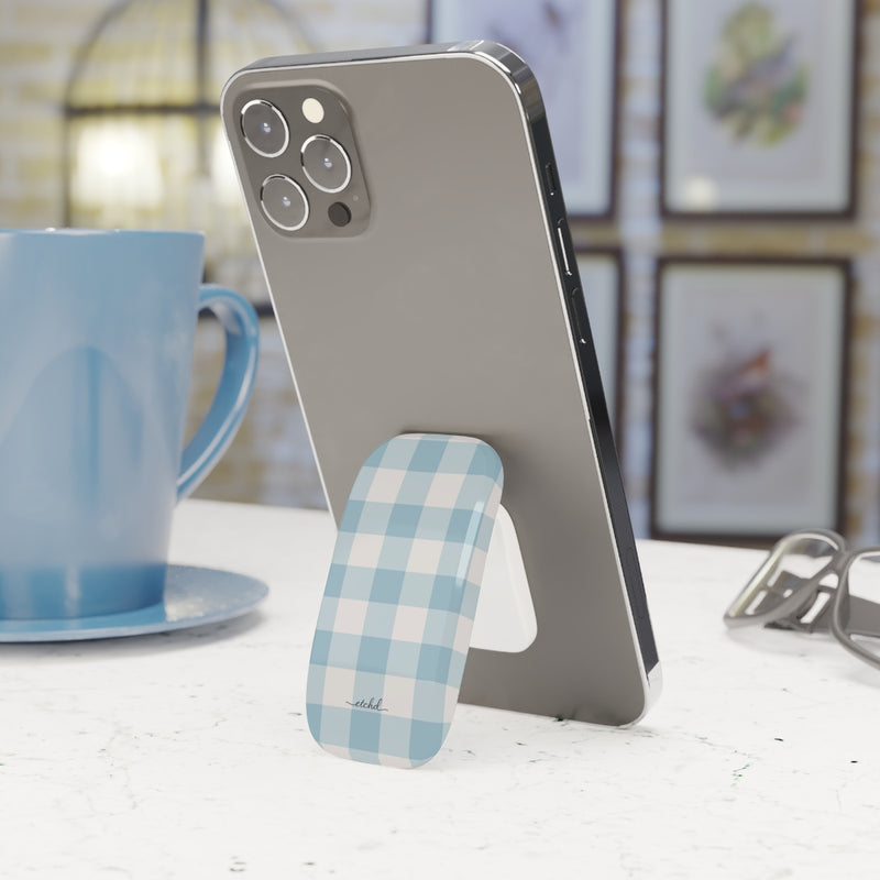 Cornflower Gingham Click-On Phone Grip-zoom-