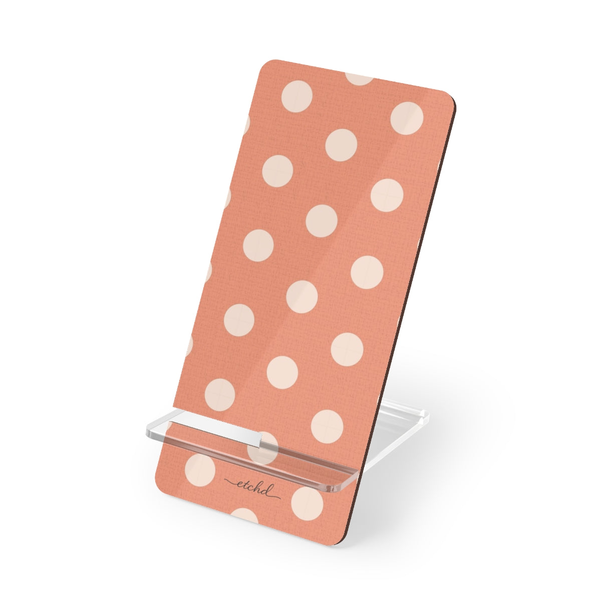 Cream & Coral Polka Dot Phone Stand by etchd