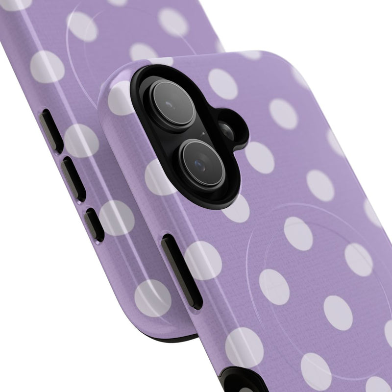 Cream & Lilac Polka Dot Magnetic Phone Case by etchd, view 87