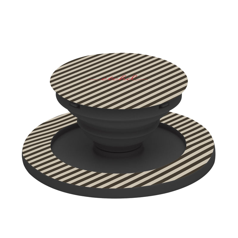 Cream & Brown Striped Diagonal Handy-Halterung mit Ständer-zoom-