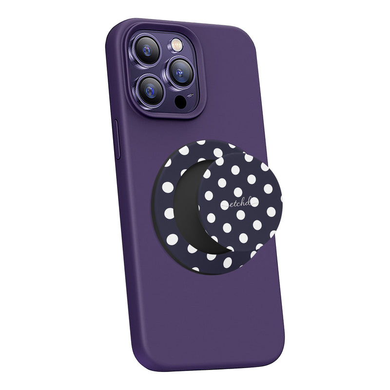 White And Navy Polka Dot Handy-Halterung mit Ständer-zoom-