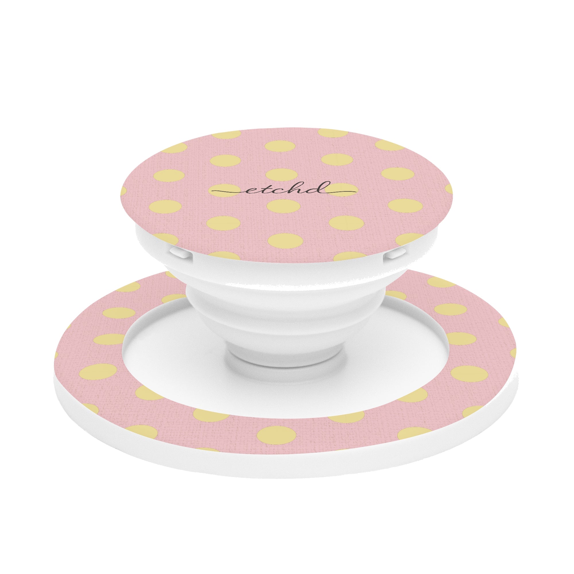 Butter And Pink Polka Dot Phone Grip And Stand by etchd