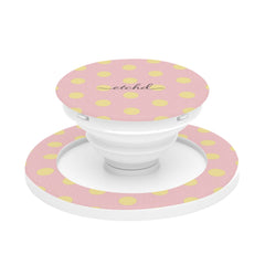 Butter And Pink Polka Dot Phone Grip And Stand by etchd
