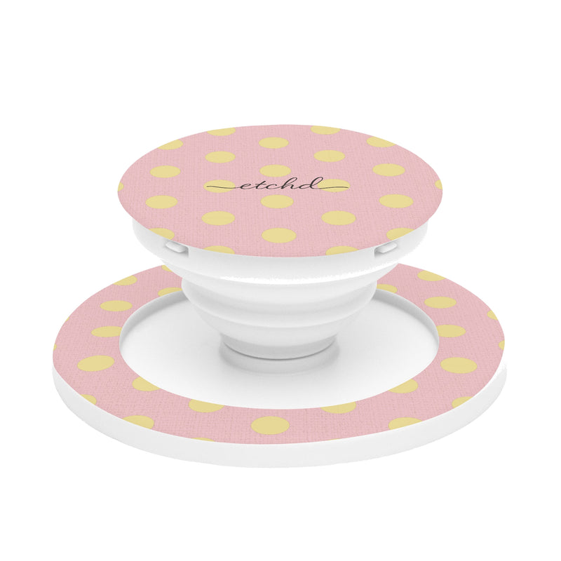 Butter And Pink Polka Dot Handy-Halterung mit Ständer-zoom-