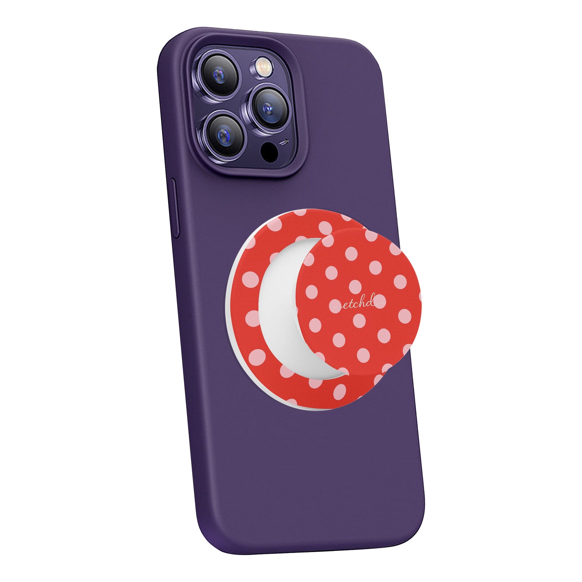 Blush And Poppy Polka Dot Phone Grip And Stand by etchd, view 7