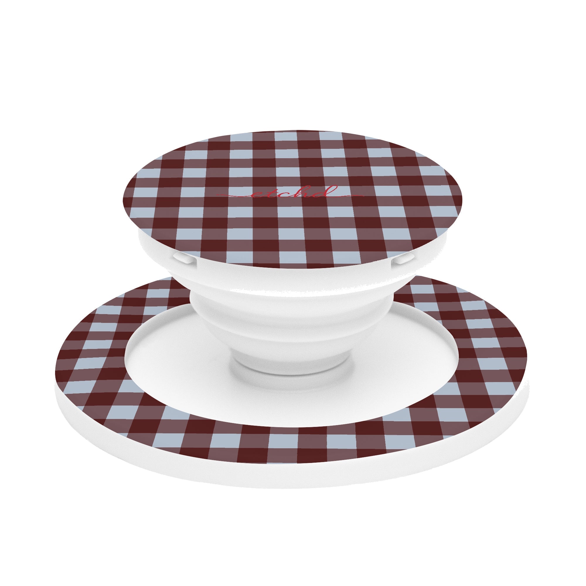 Blue & Cherry Gingham Phone Grip And Stand by etchd