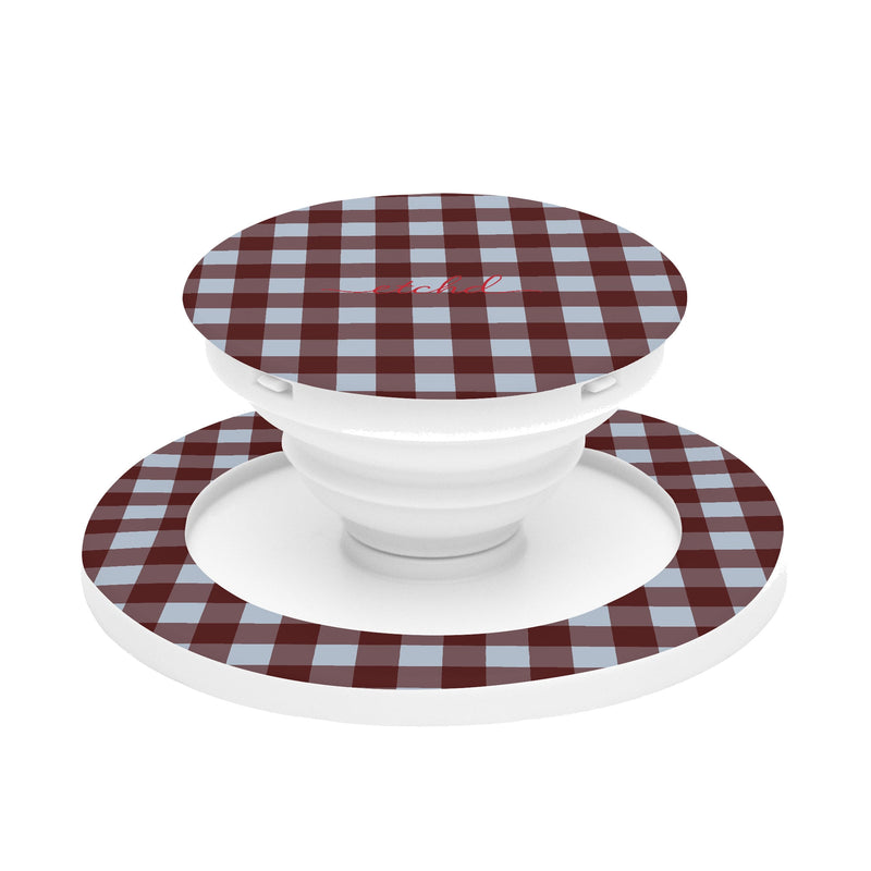 Blue & Cherry Gingham Anello e supporto per telefono-zoom-