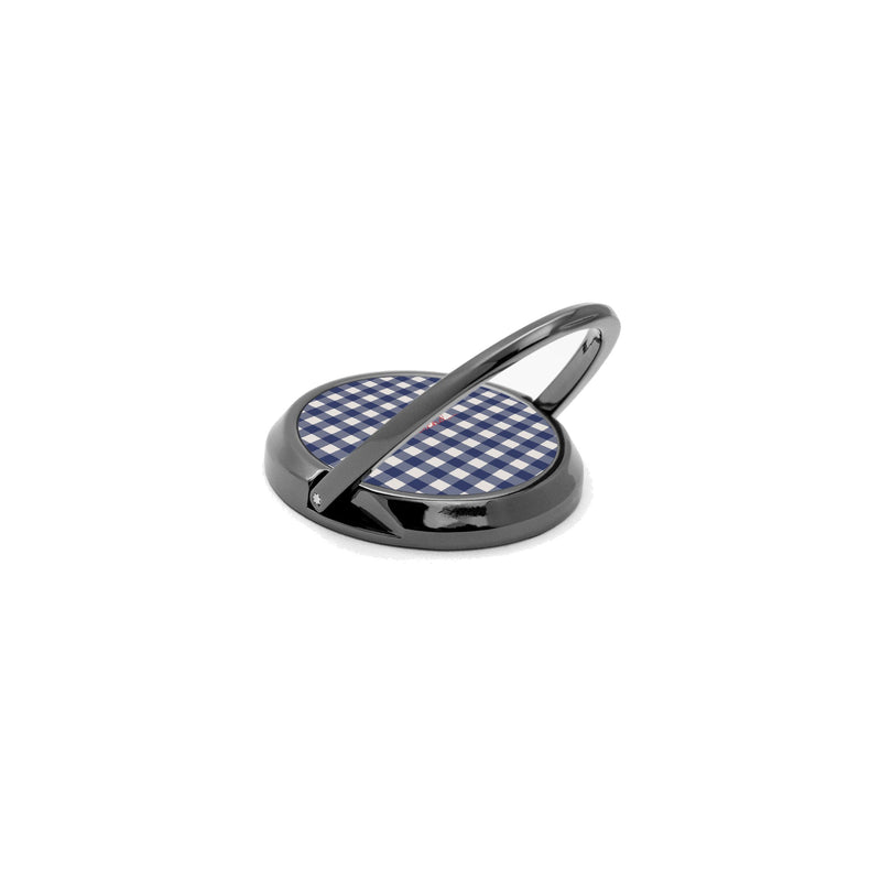 Navy & Cream Gingham Anello supporto per telefono-zoom-